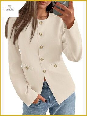 Lightweight Fitted Blazer, Business Casual, Polyester, Standard Fit